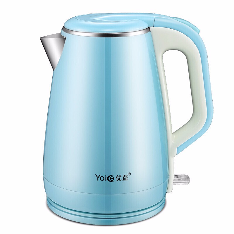 优益（Yoice） 电热水壶 304不锈钢烧水壶 保温电热开水壶自动断电 蓝色