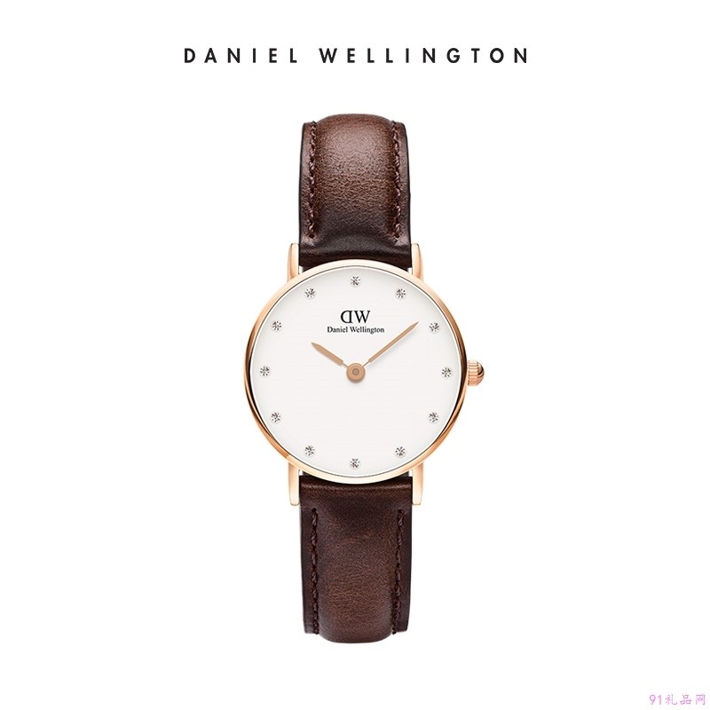 丹尼尔惠灵顿（Daniel Wellington）手表DW女表26mm表盘金色边皮带超薄女士石英手表0903DW